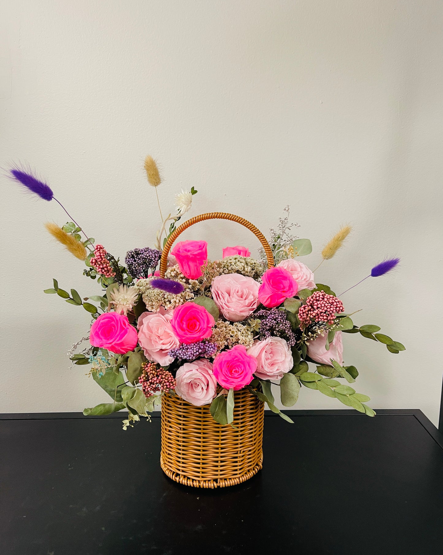 Pink Rose Basket